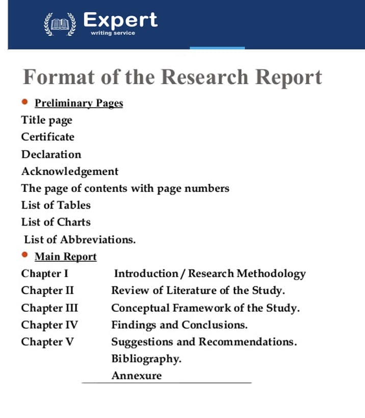 format of research report writing