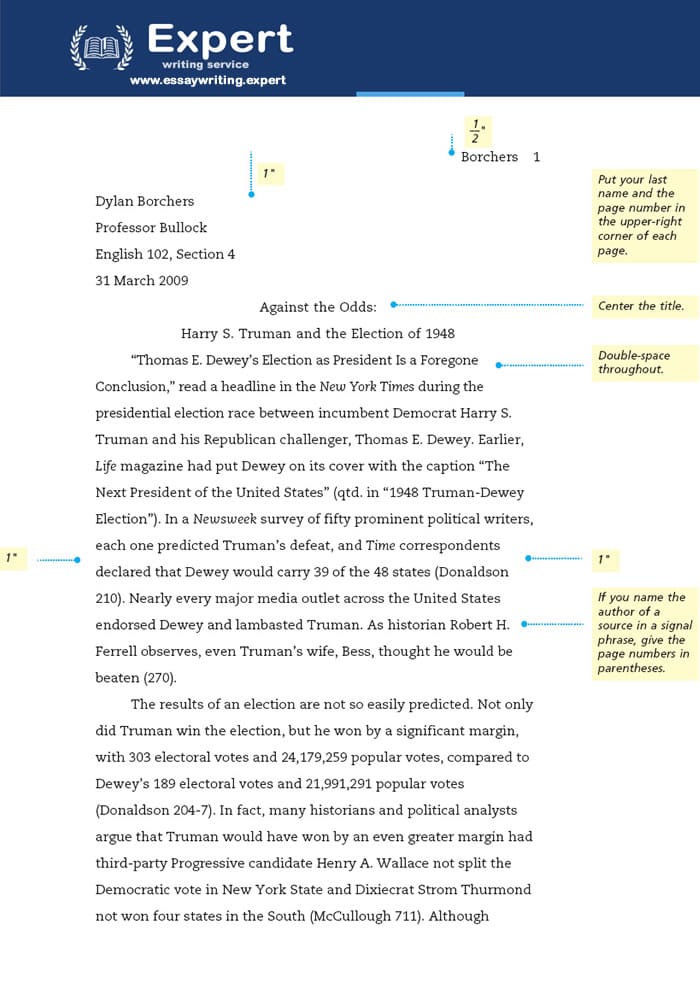 examples of essays in apa format