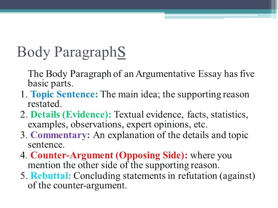 Persuasive essay body paragraph order
